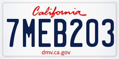 CA license plate 7MEB203