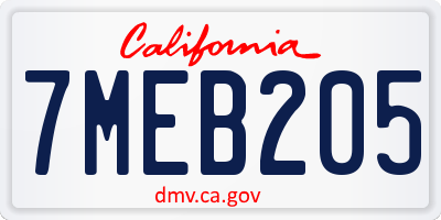 CA license plate 7MEB205