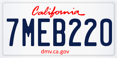 CA license plate 7MEB220