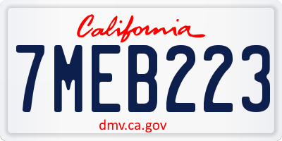 CA license plate 7MEB223