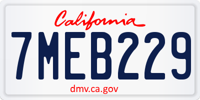 CA license plate 7MEB229