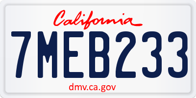 CA license plate 7MEB233