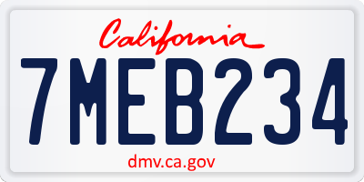 CA license plate 7MEB234