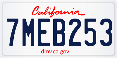 CA license plate 7MEB253