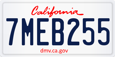 CA license plate 7MEB255