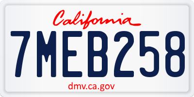 CA license plate 7MEB258
