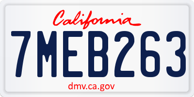 CA license plate 7MEB263