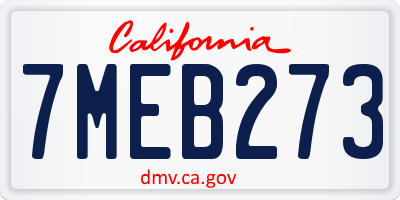 CA license plate 7MEB273