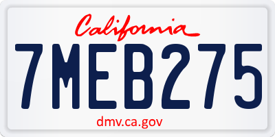 CA license plate 7MEB275