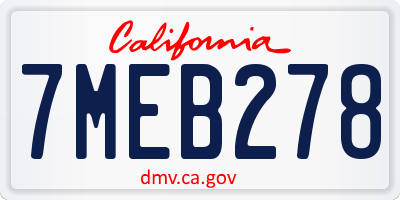 CA license plate 7MEB278
