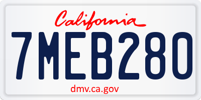 CA license plate 7MEB280
