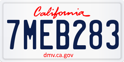 CA license plate 7MEB283