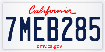 CA license plate 7MEB285