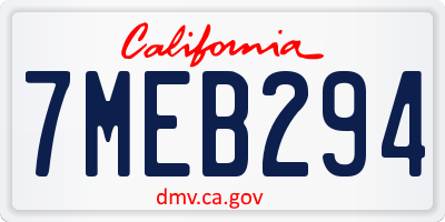 CA license plate 7MEB294