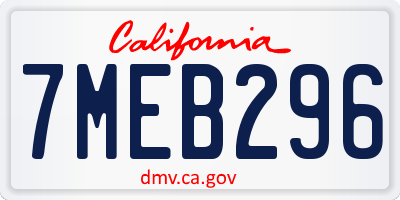 CA license plate 7MEB296