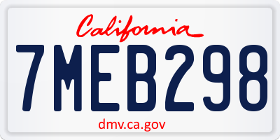 CA license plate 7MEB298
