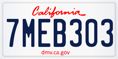 CA license plate 7MEB303