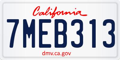 CA license plate 7MEB313
