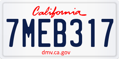 CA license plate 7MEB317