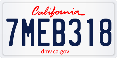 CA license plate 7MEB318