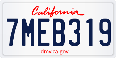 CA license plate 7MEB319