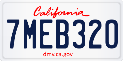 CA license plate 7MEB320