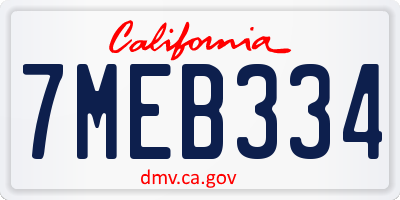 CA license plate 7MEB334