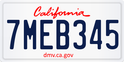 CA license plate 7MEB345