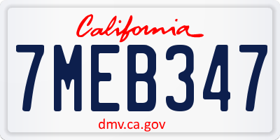CA license plate 7MEB347