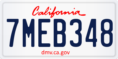 CA license plate 7MEB348