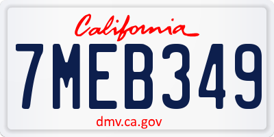 CA license plate 7MEB349