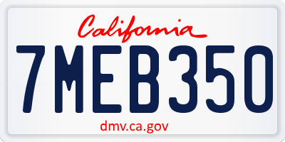 CA license plate 7MEB350
