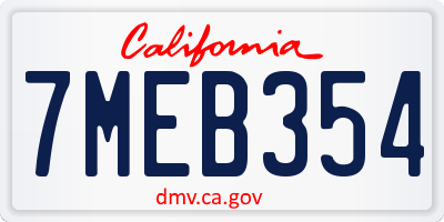 CA license plate 7MEB354