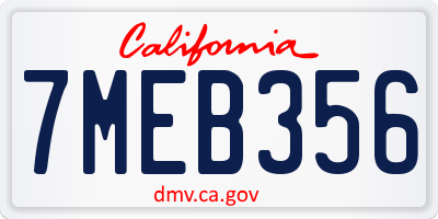 CA license plate 7MEB356