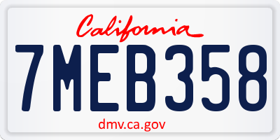 CA license plate 7MEB358