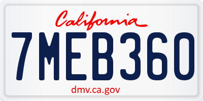 CA license plate 7MEB360