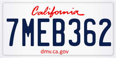 CA license plate 7MEB362