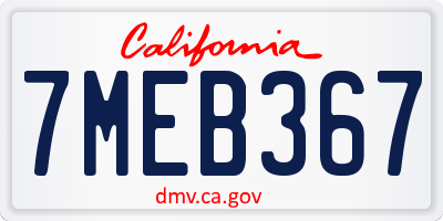 CA license plate 7MEB367