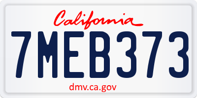 CA license plate 7MEB373