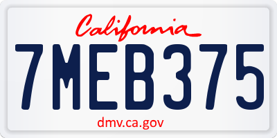 CA license plate 7MEB375