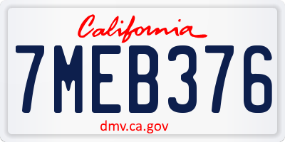 CA license plate 7MEB376