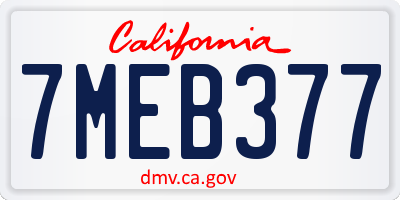 CA license plate 7MEB377