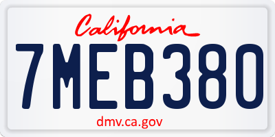 CA license plate 7MEB380