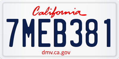 CA license plate 7MEB381