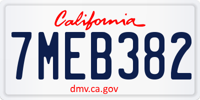 CA license plate 7MEB382