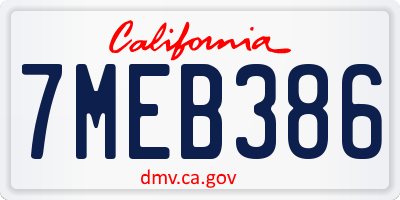 CA license plate 7MEB386