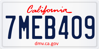 CA license plate 7MEB409
