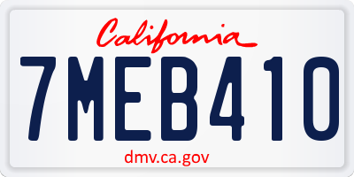 CA license plate 7MEB410