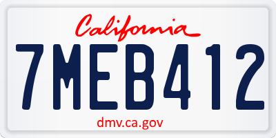 CA license plate 7MEB412