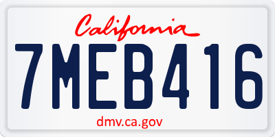 CA license plate 7MEB416